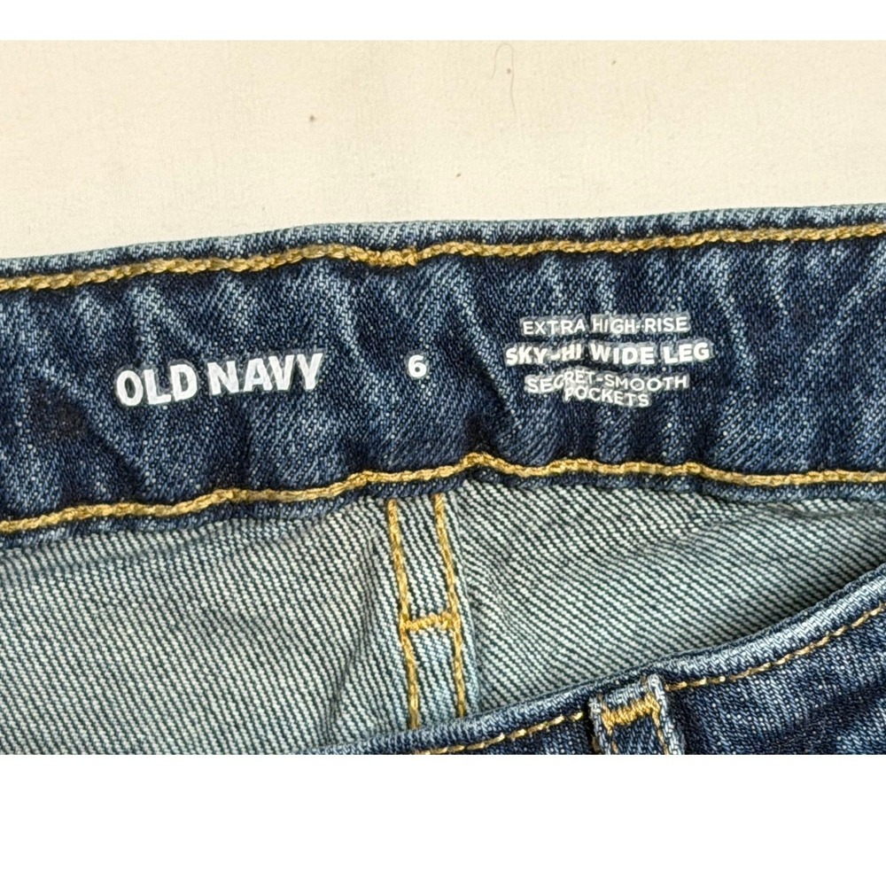 Old Navy Extra High-Rise Sky-Hi Wide-Leg Jeans Bedford Blue Size 6 732521-00 - Picture 4 of 8